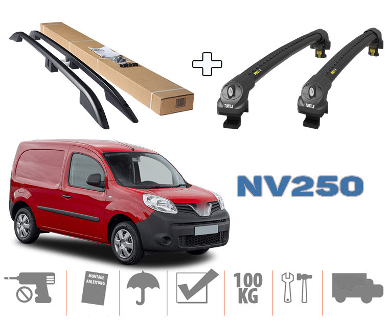 Pro Bars Ladder Aluminium Roof Rack and Cross Bars Set, Fits Nissan Nv250 2019-On, Black Pro Bars Ladder Aluminium Roof Rack and Cross Bars Set, Fits Nissan Nv250 2019-On, Black